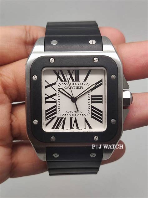 cartier santos 100 rubber strap replacement|cartier santos 100 rubber strap.